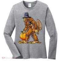 Bigfoot Turkey Thanksgiving Funny Holiday Women's Long Sleeve Shirt thumb 0