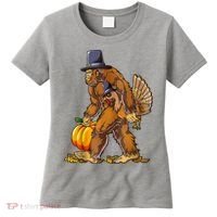Bigfoot Turkey Thanksgiving Funny Holiday Women's T-Shirt thumb 0