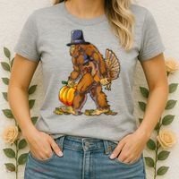 Bigfoot Turkey Thanksgiving Funny Holiday Women's T-Shirt thumb 2