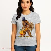 Bigfoot Turkey Thanksgiving Funny Holiday Women's T-Shirt thumb 4