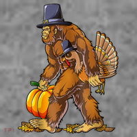 Bigfoot Turkey Thanksgiving Funny Holiday Women's T-Shirt thumb 6