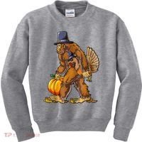 Bigfoot Turkey Thanksgiving Funny Holiday Kids Sweatshirt thumb 0