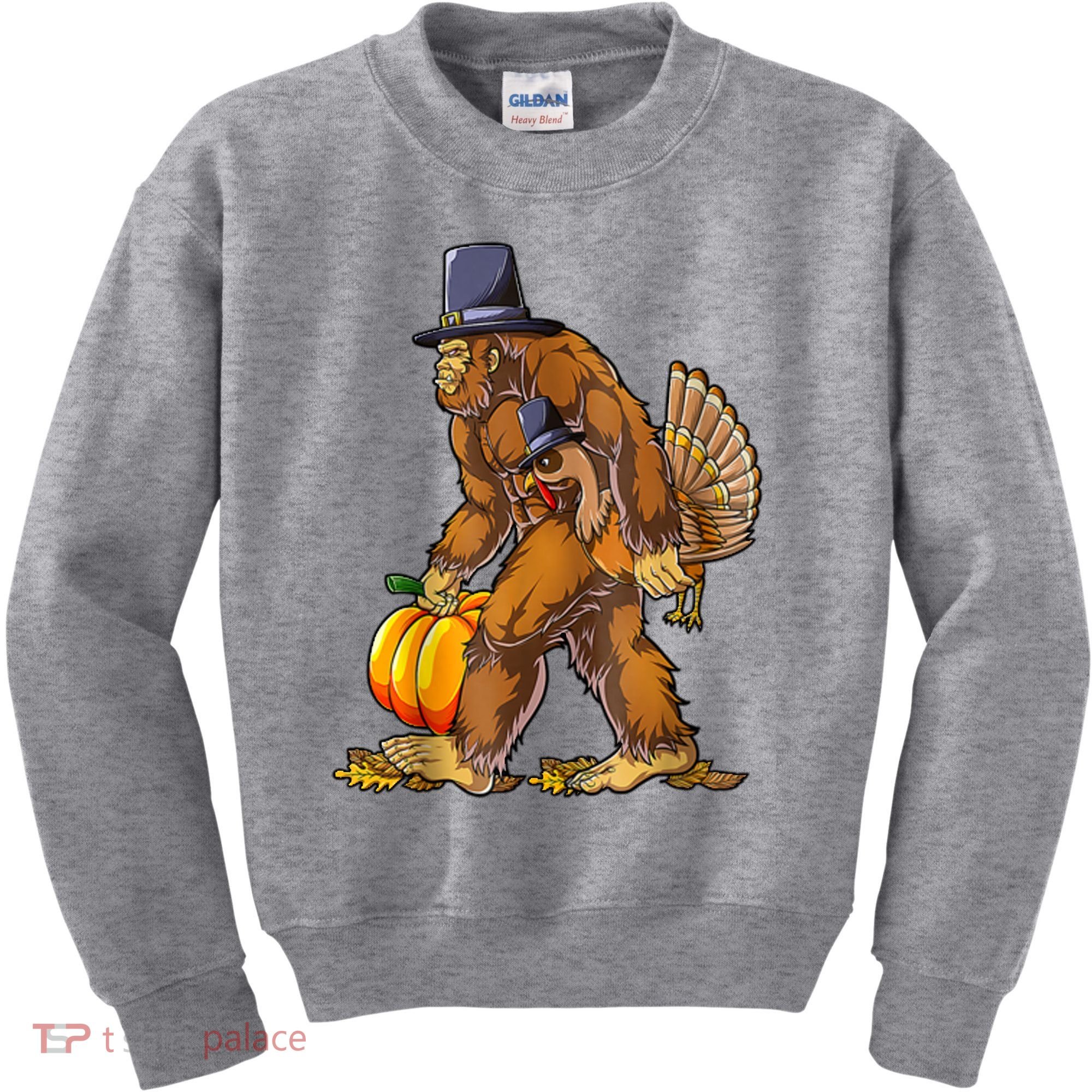 Bigfoot Turkey Thanksgiving Funny Holiday Kids Sweatshirt