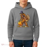 Bigfoot Turkey Thanksgiving Funny Holiday Kids Hoodie thumb 4