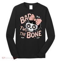 Bad Two The Bone Cute Skull Girl With Bow Halloween Long Sleeve Shirt thumb 0