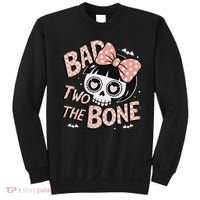 Bad Two The Bone Cute Skull Girl With Bow Halloween Sweatshirt thumb 0