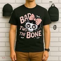 Bad Two The Bone Cute Skull Girl With Bow Halloween T-Shirt thumb 6