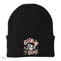 Bad Two The Bone Cute Skull Girl With Bow Halloween Beanie thumb 0