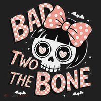 Bad Two The Bone Cute Skull Girl With Bow Halloween Beanie thumb 2