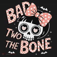 Bad Two The Bone Cute Skull Girl With Bow Halloween Women's Hoodie thumb 2
