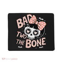 Bad Two The Bone Cute Skull Girl With Bow Halloween Mousepad thumb 0