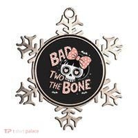 Bad Two The Bone Cute Skull Girl With Bow Halloween Ornament thumb 0