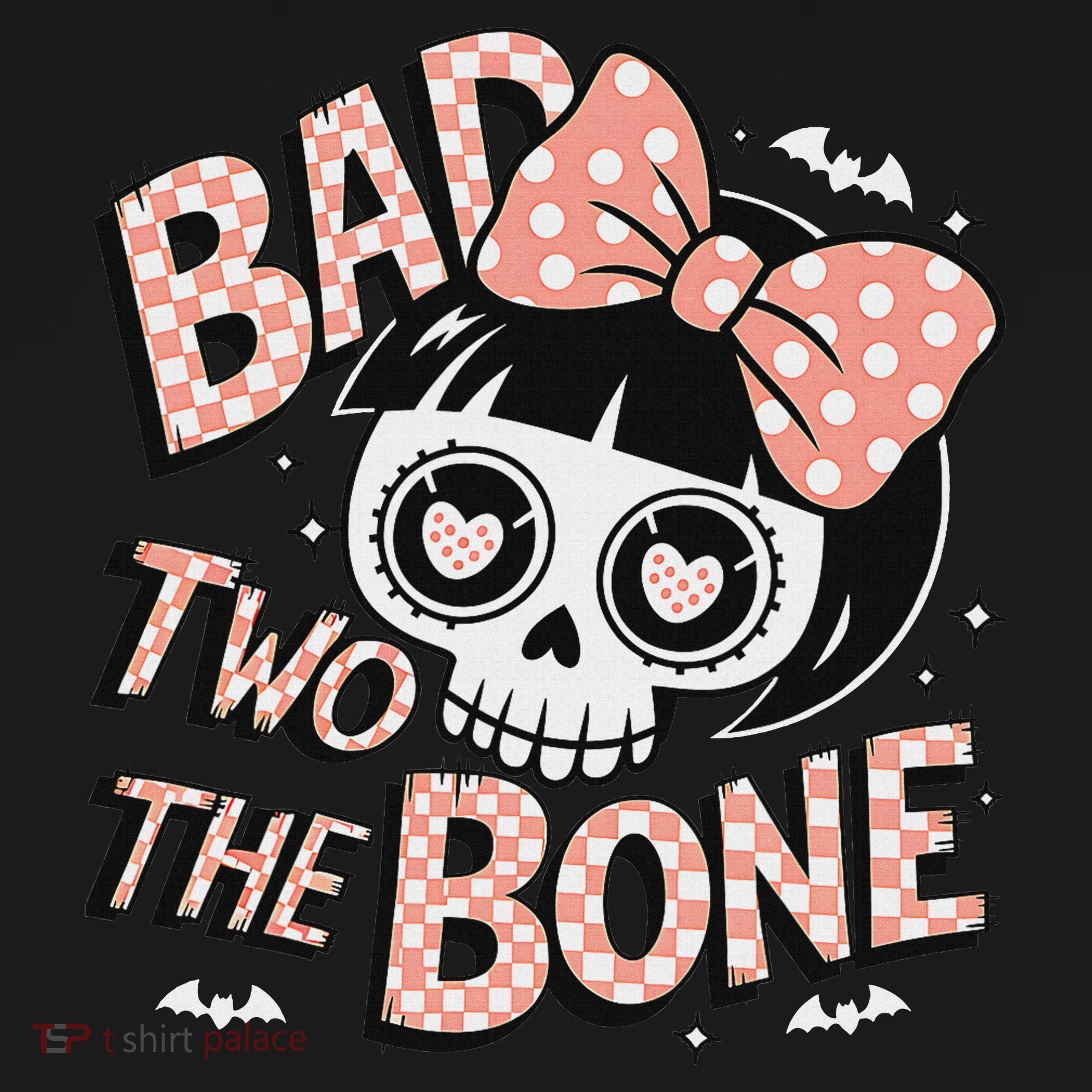 Bad Two The Bone Cute Skull Girl With Bow Halloween Women's Tank Top