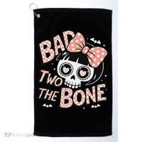 Bad Two The Bone Cute Skull Girl With Bow Halloween Golf Towel thumb 0
