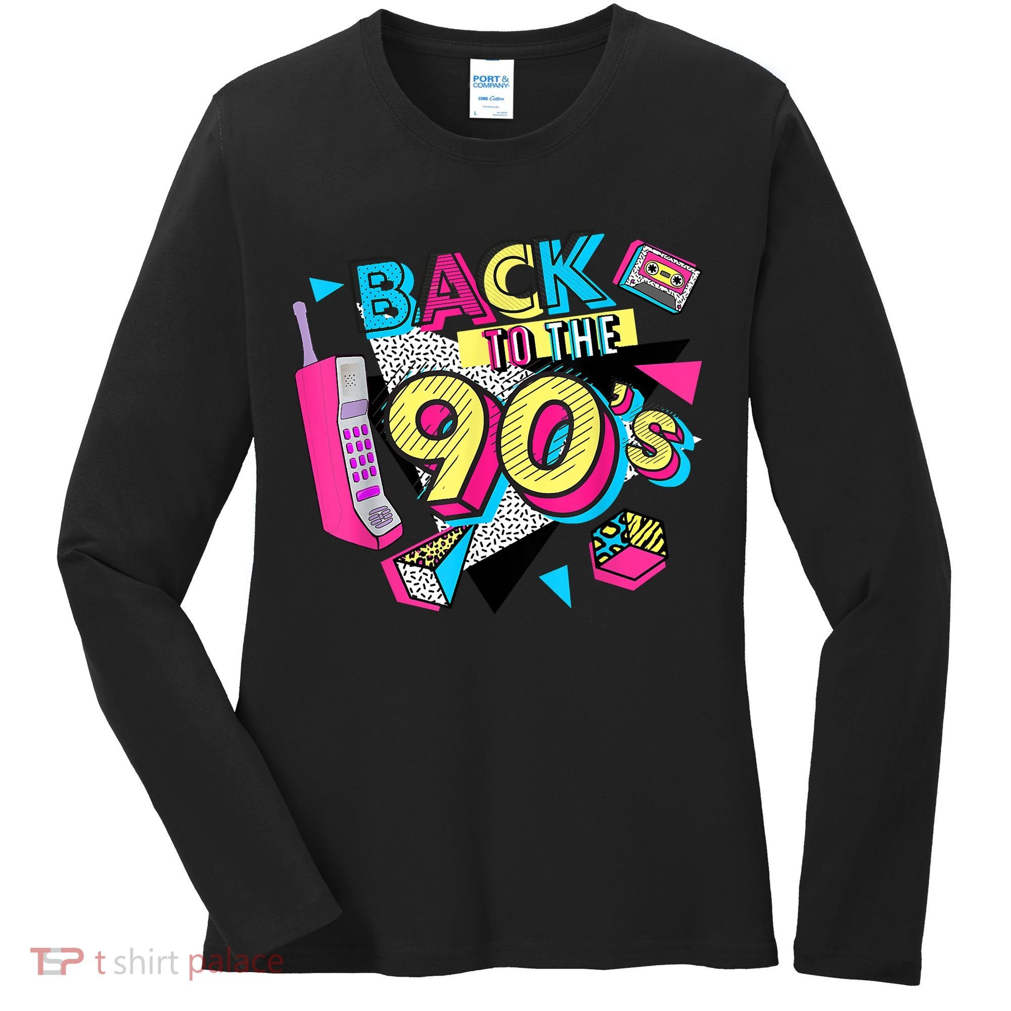 Back To The 90s Outfits Retro Costume Party Cassette Tape Women's Long Sleeve Shirt
