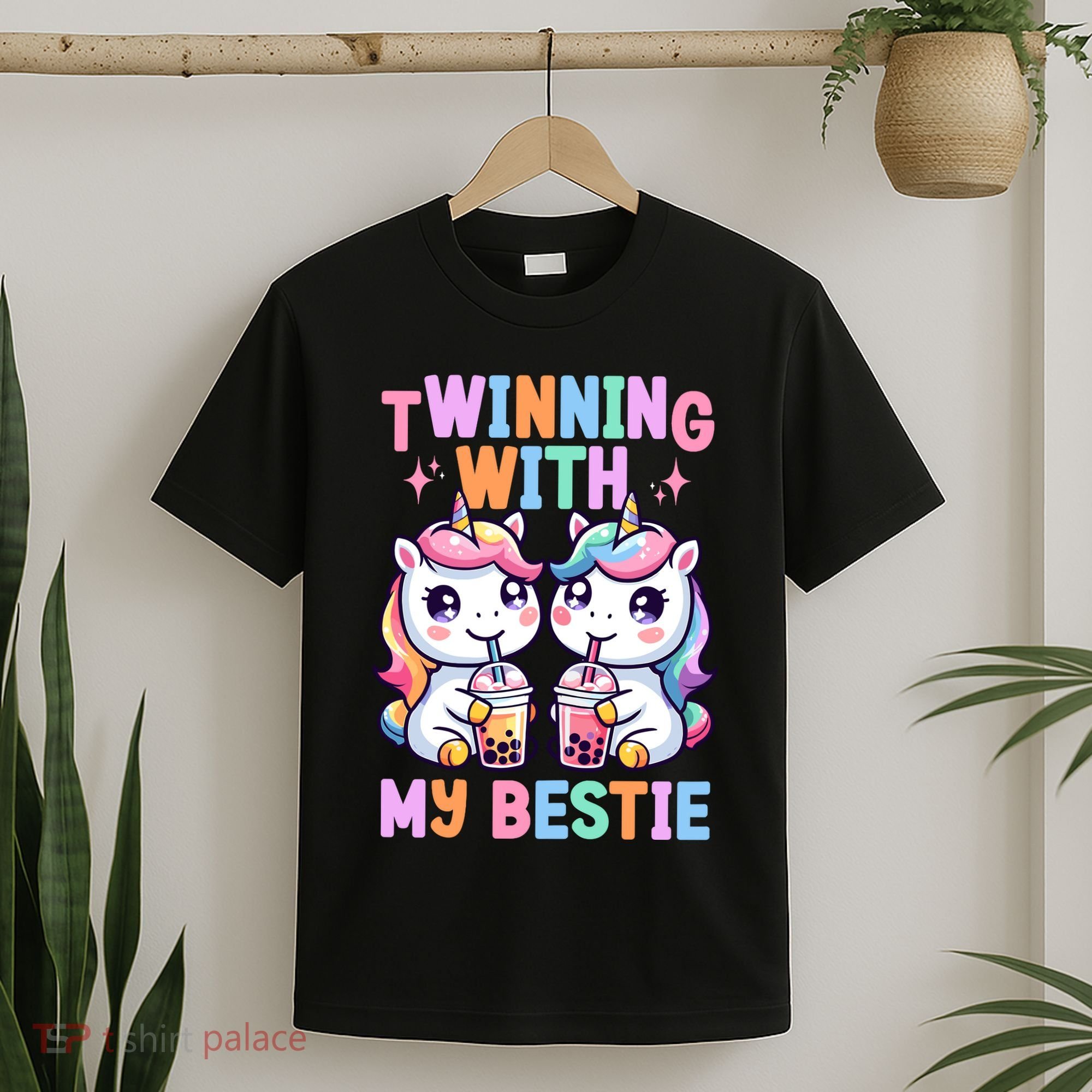 Boba Tea Unicorn Twinning With My Bestie Spirit Week Girl T-Shirt