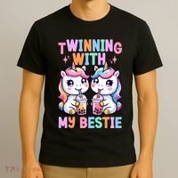 Boba Tea Unicorn Twinning With My Bestie Spirit Week Girl T-Shirt thumb 3