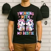 Boba Tea Unicorn Twinning With My Bestie Spirit Week Girl T-Shirt thumb 6