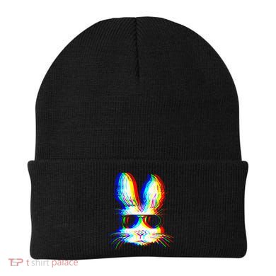 Bunny Trippy Vaporwave Easter Techno Rave Edm Music Party Beanie