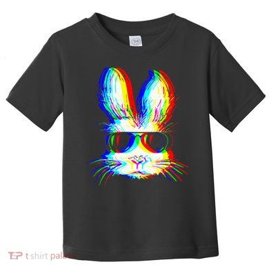 Bunny Trippy Vaporwave Easter Techno Rave Edm Music Party Toddler T-Shirt