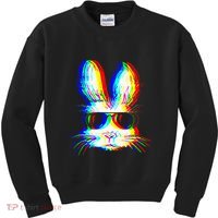Bunny Trippy Vaporwave Easter Techno Rave Edm Music Party Kids Sweatshirt thumb 0