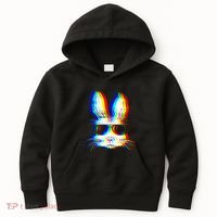 Bunny Trippy Vaporwave Easter Techno Rave Edm Music Party Kids Hoodie thumb 0