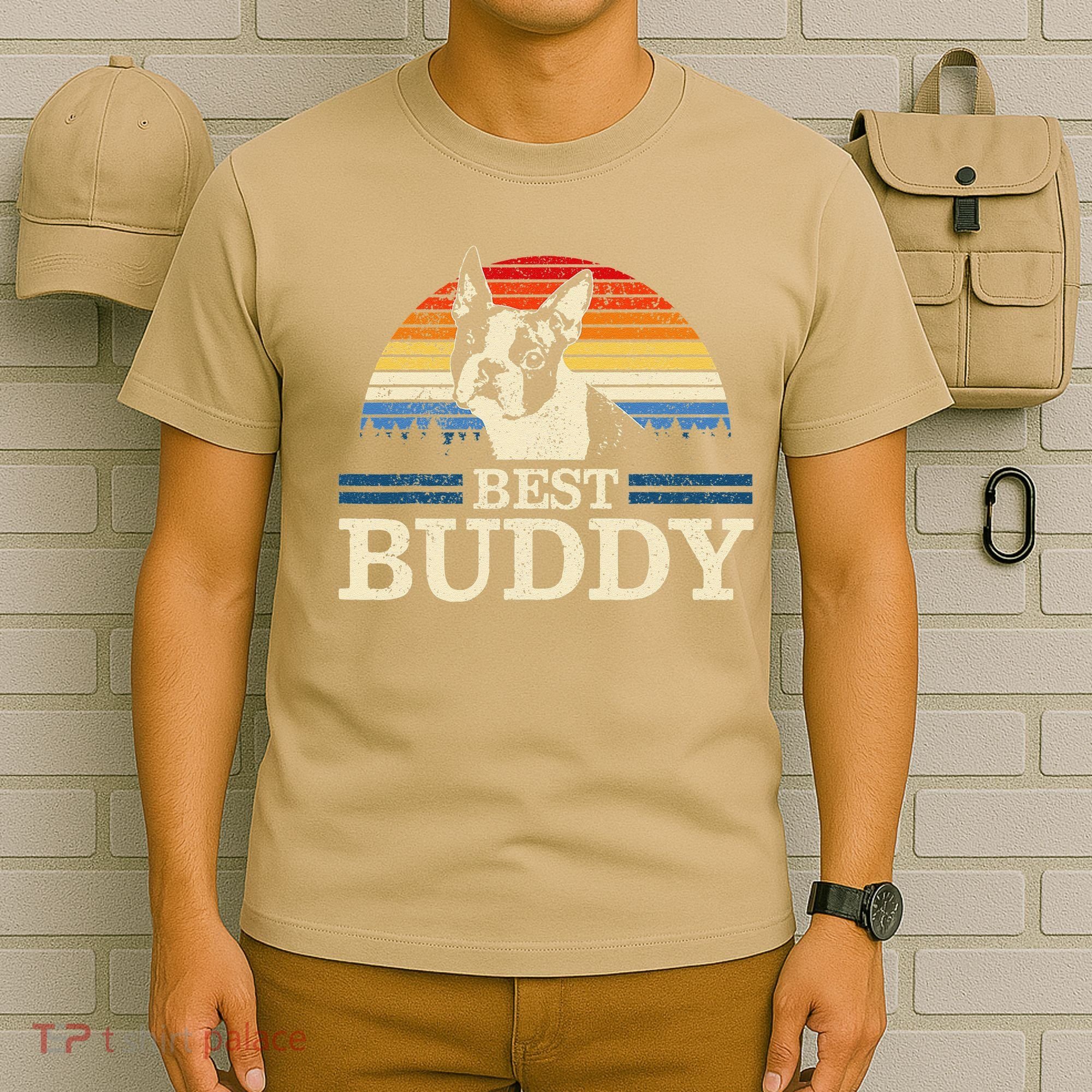 Boston Terrier Vintage Best Buddy Funny Dog Lover Gift T-Shirt