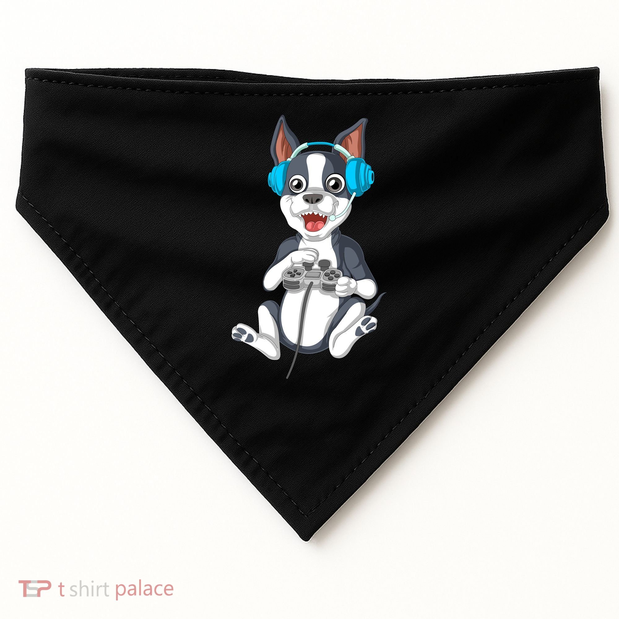 Boston Terrier Video Gamer USA-Made Doggie Bandana