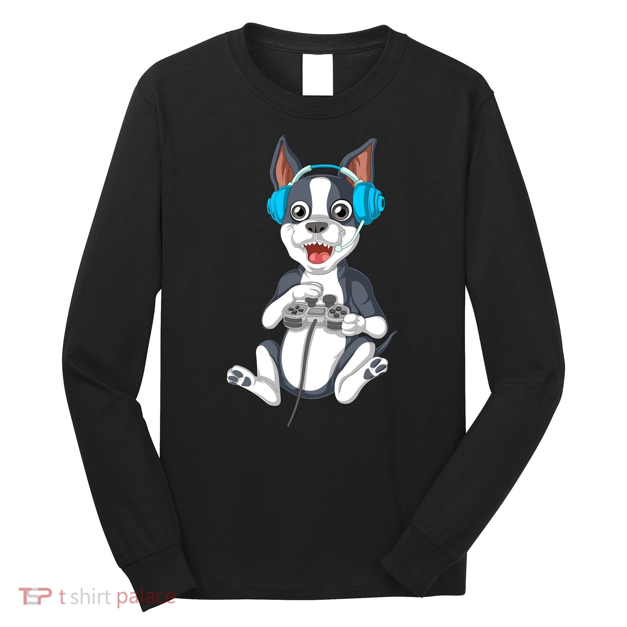 Boston Terrier Video Gamer Long Sleeve Shirt