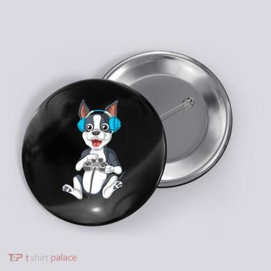Boston Terrier Video Gamer Button