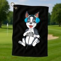 Boston Terrier Video Gamer Golf Towel thumb 1