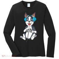 Boston Terrier Video Gamer Women's Long Sleeve Shirt thumb 0