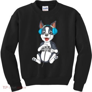 Boston Terrier Video Gamer Kids Sweatshirt