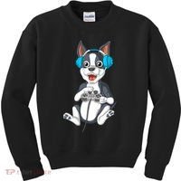 Boston Terrier Video Gamer Kids Sweatshirt thumb 0