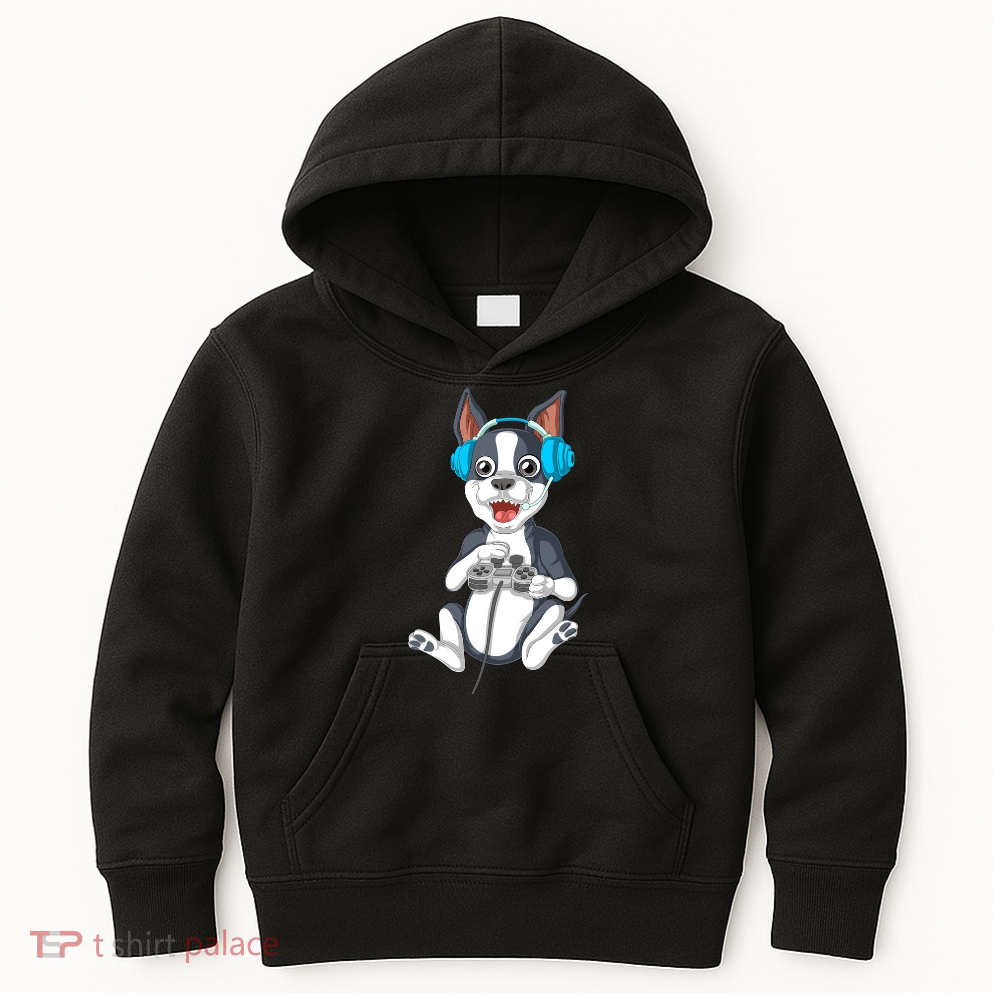 Boston Terrier Video Gamer Kids Hoodie
