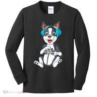 Boston Terrier Video Gamer Kids Long Sleeve Shirt thumb 0
