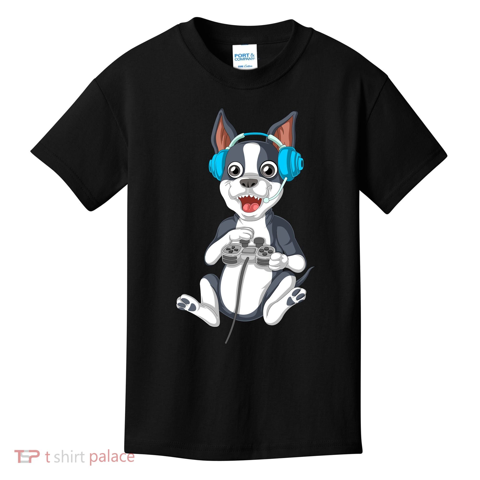 Boston Terrier Video Gamer Kids T-Shirt