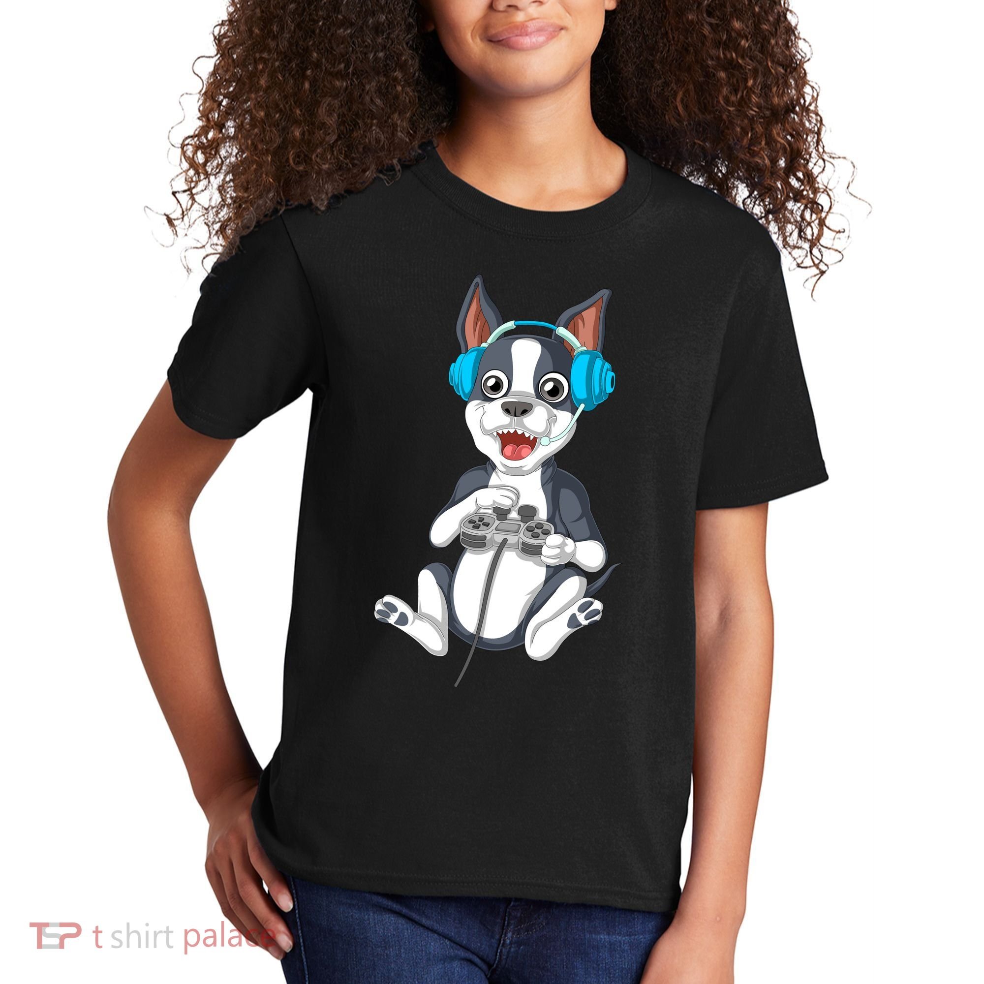 Boston Terrier Video Gamer Kids T-Shirt