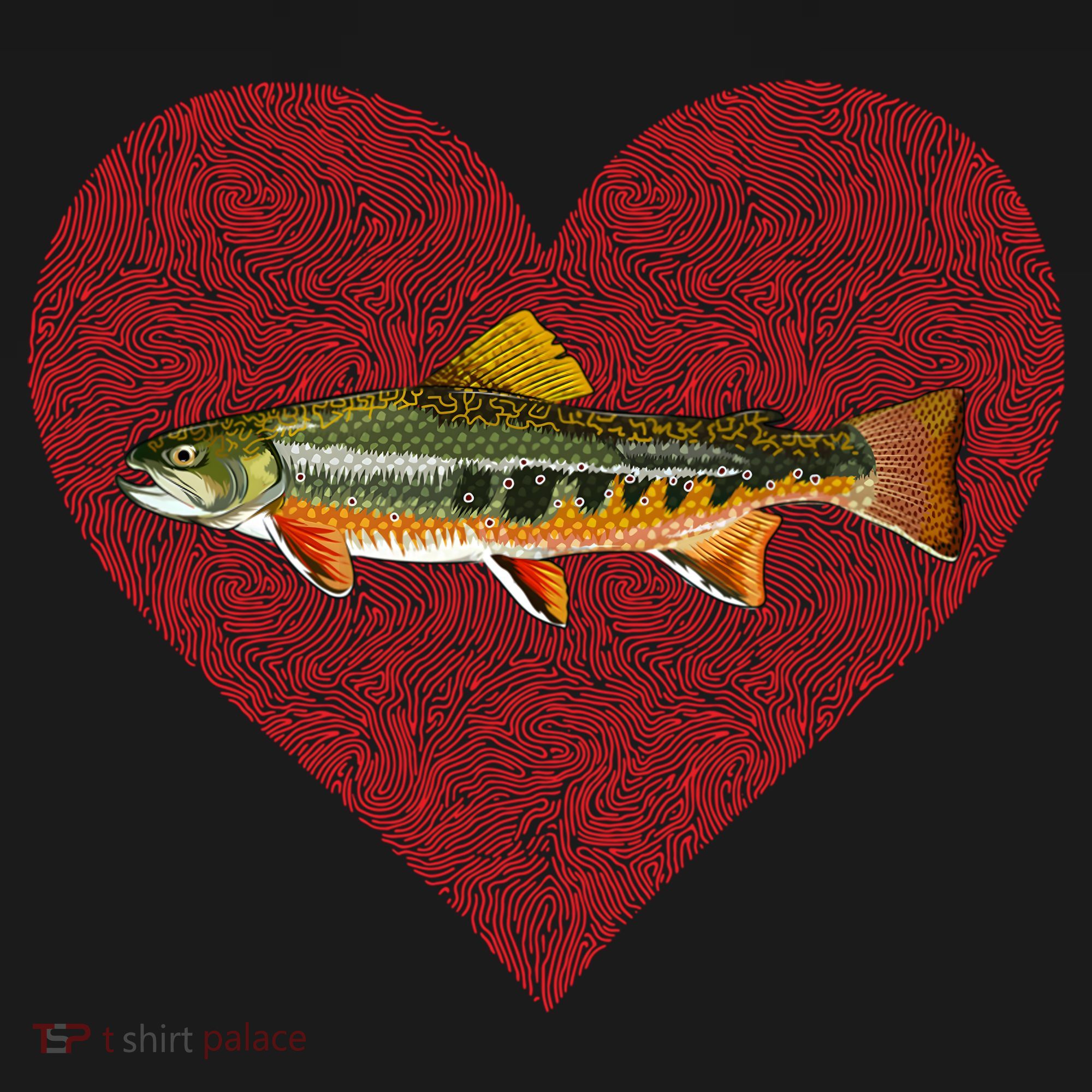 Brook Trout Valentines Day Fish Love Fingerprint Funny Gift Women's Hoodie