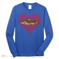 Brook Trout Valentines Day Fish Love Fingerprint Funny Gift Long Sleeve Shirt thumb 0