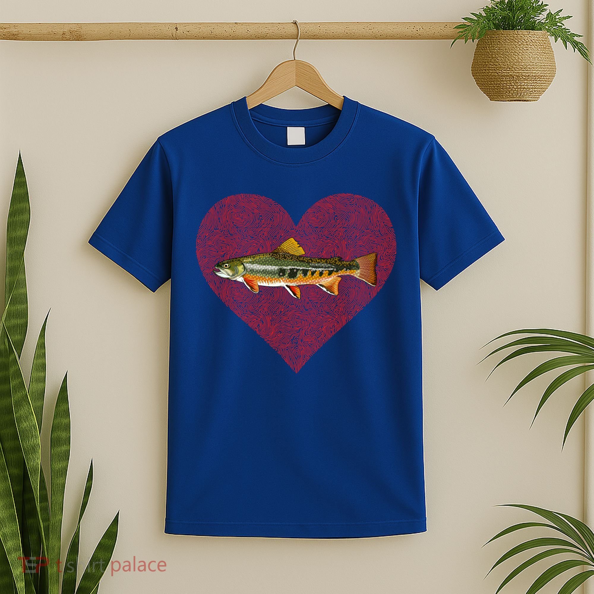 Brook Trout Valentines Day Fish Love Fingerprint Funny Gift T-Shirt