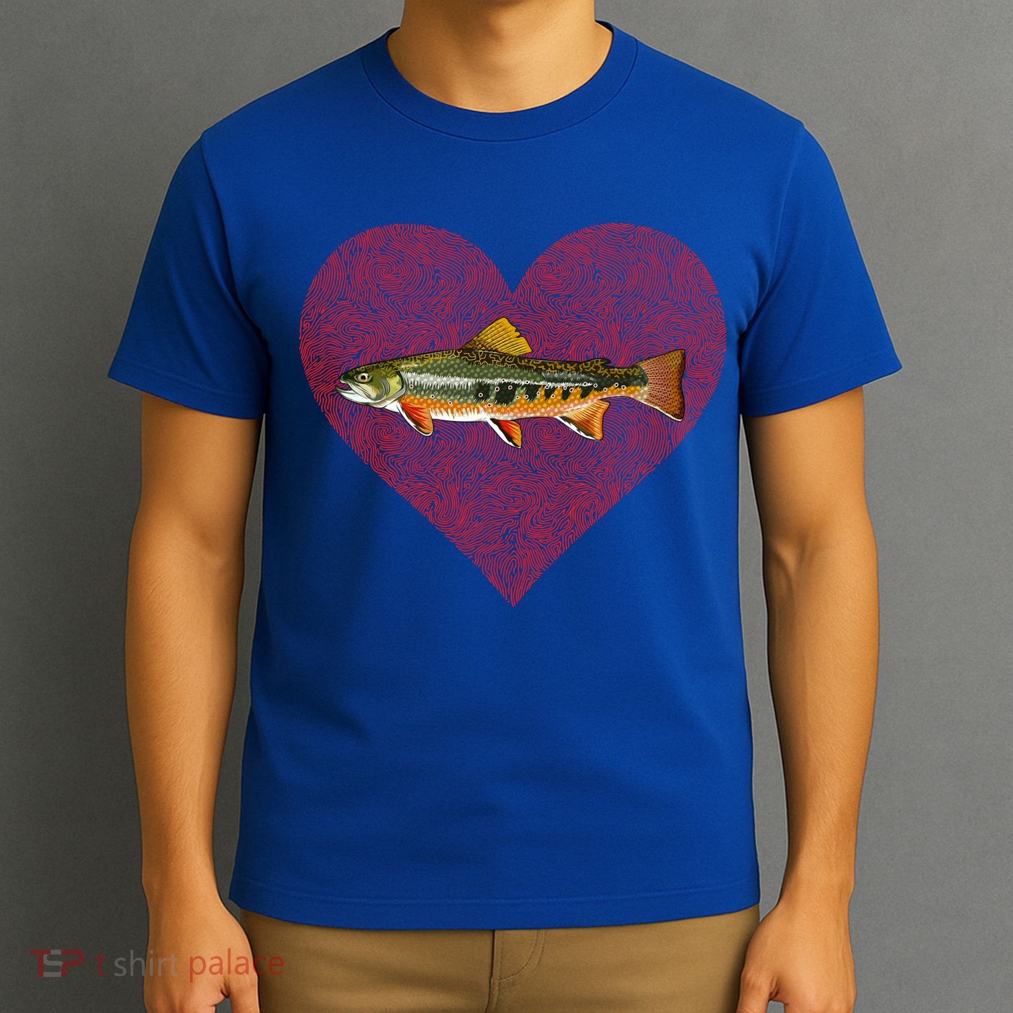 Brook Trout Valentines Day Fish Love Fingerprint Funny Gift T-Shirt