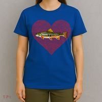 Brook Trout Valentines Day Fish Love Fingerprint Funny Gift T-Shirt thumb 4
