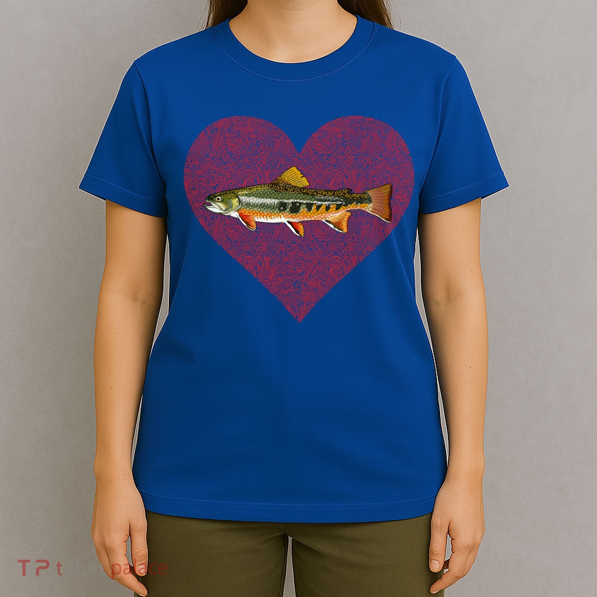 Brook Trout Valentines Day Fish Love Fingerprint Funny Gift T-Shirt