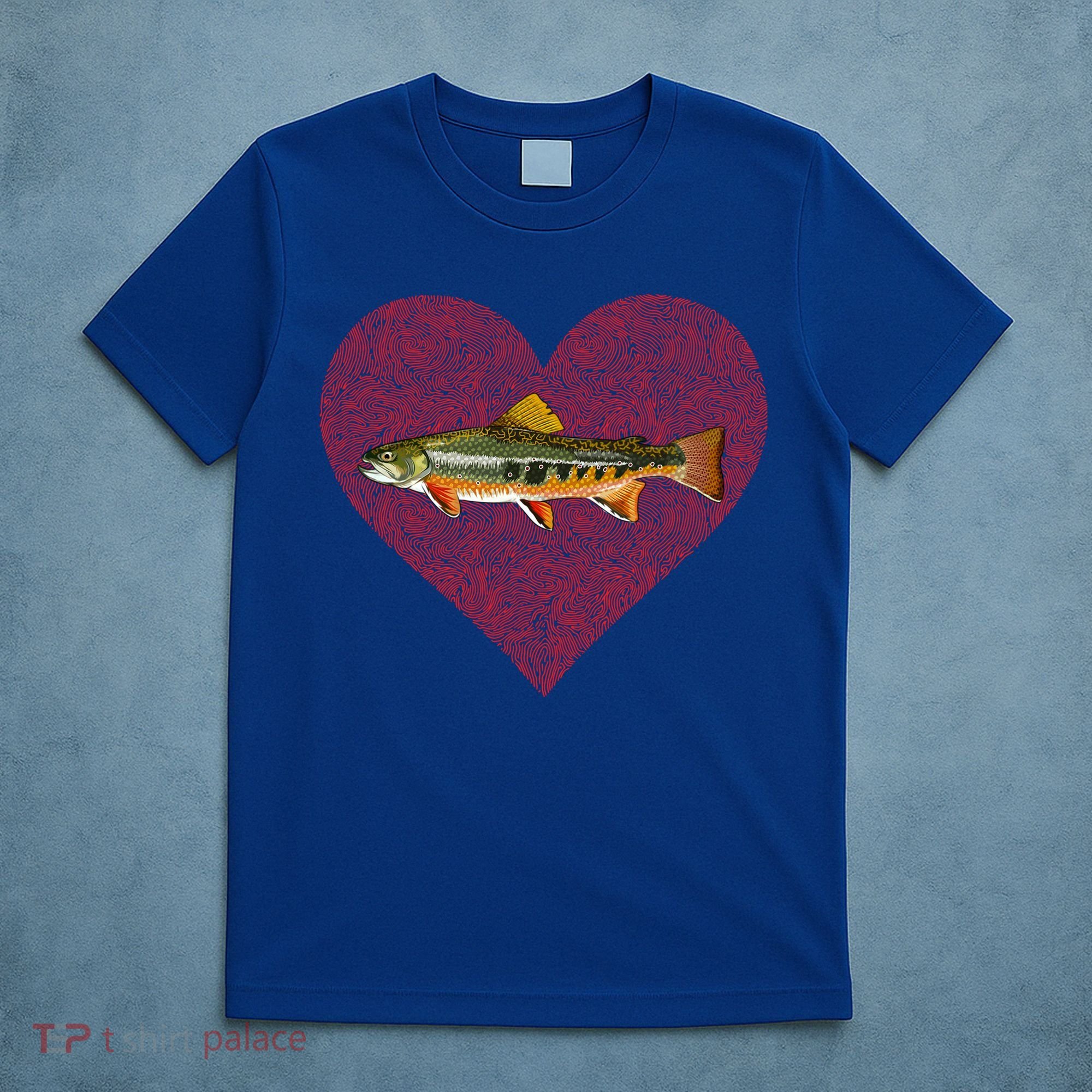 Brook Trout Valentines Day Fish Love Fingerprint Funny Gift T-Shirt
