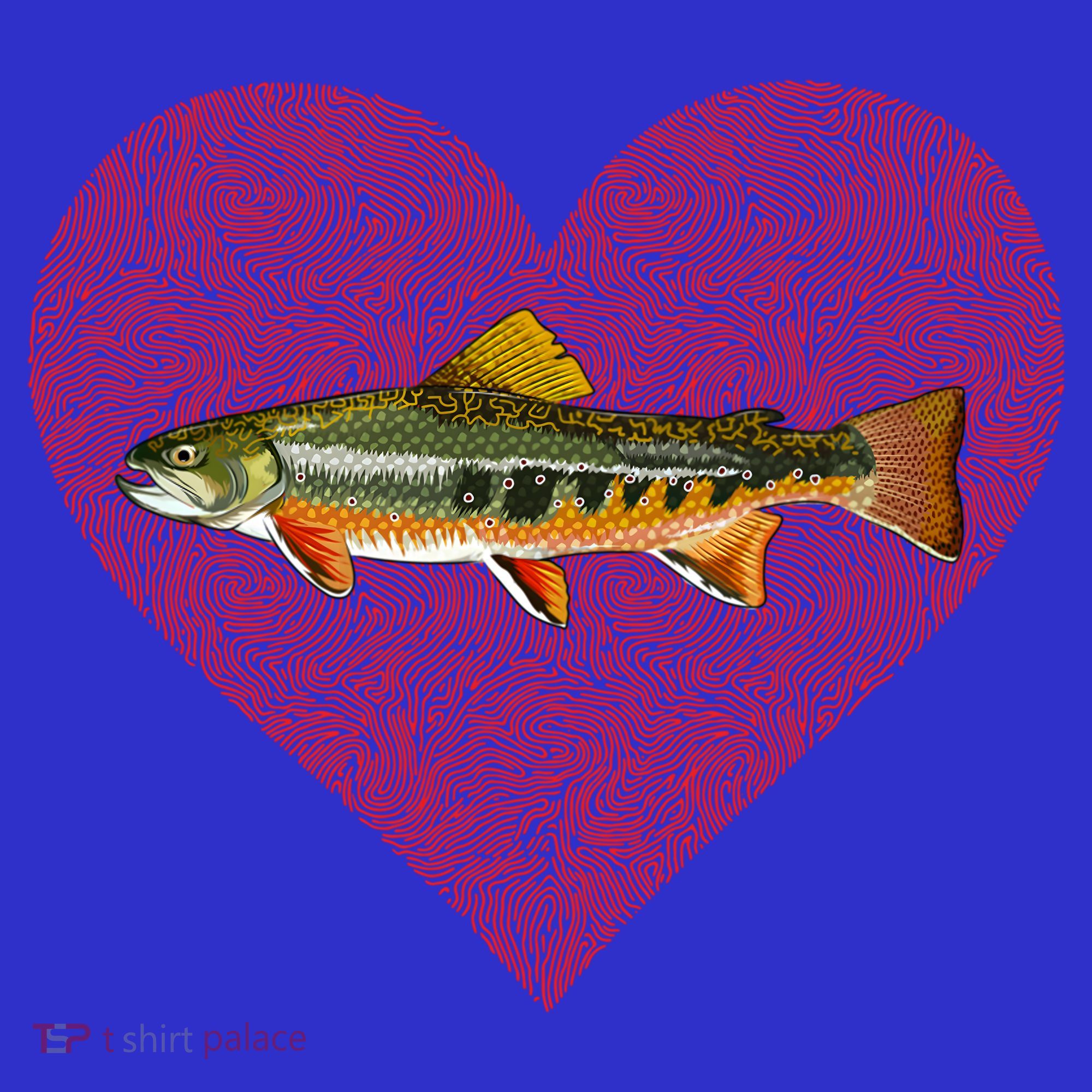 Brook Trout Valentines Day Fish Love Fingerprint Funny Gift T-Shirt
