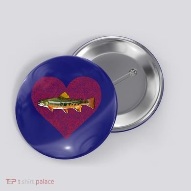 Brook Trout Valentines Day Fish Love Fingerprint Funny Gift Button