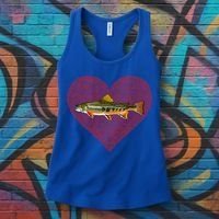 Brook Trout Valentines Day Fish Love Fingerprint Funny Gift Women's Tank Top thumb 3