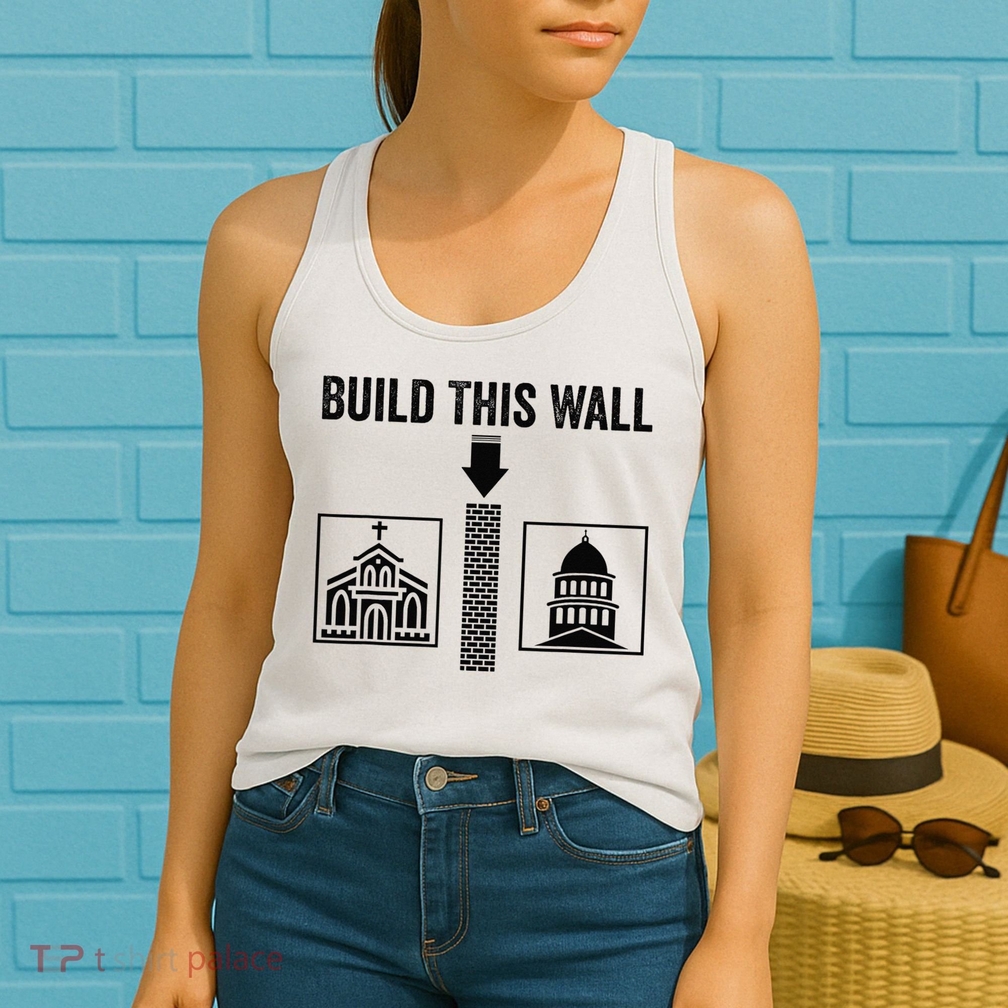 Build This Wall Separation of Church And State USA Women's Tank Top