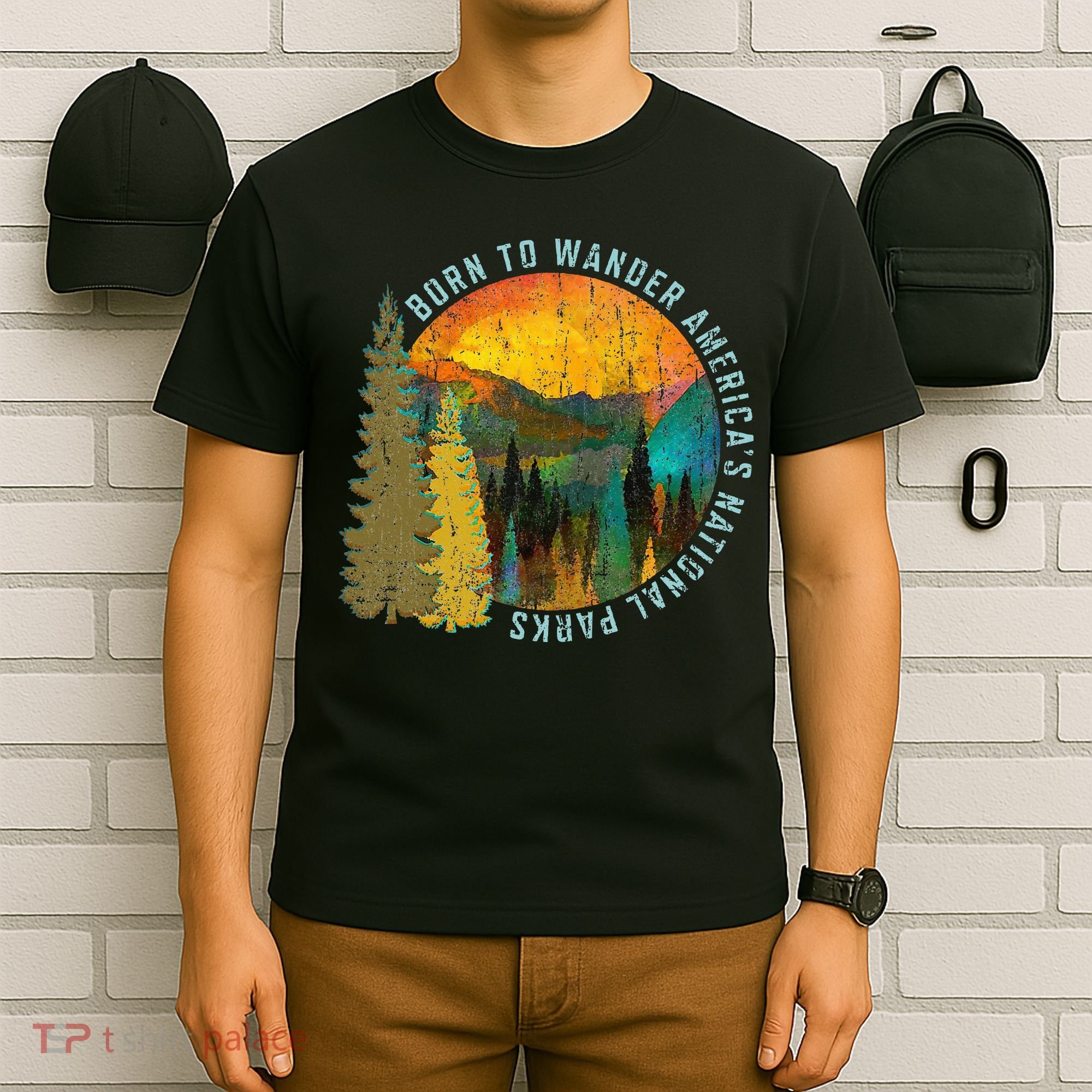 Born To Wander Americas National Parks Vintage T-Shirt